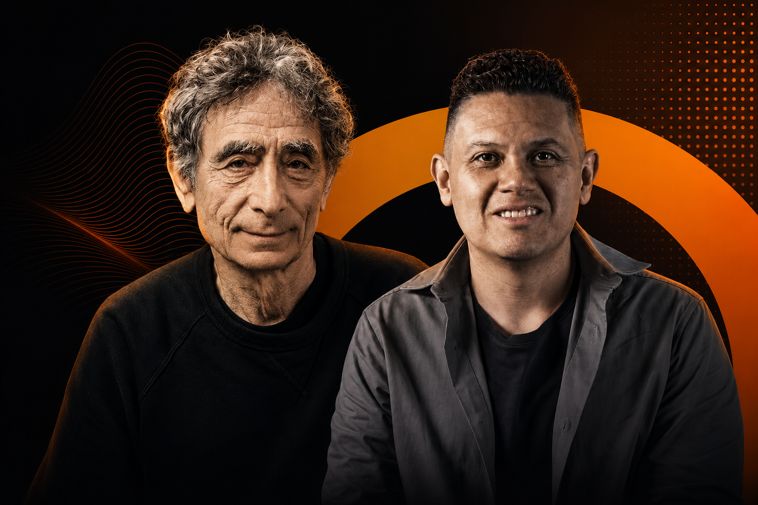 Dr. Gabor Maté y Oscar Rivas en el seminario CDMX